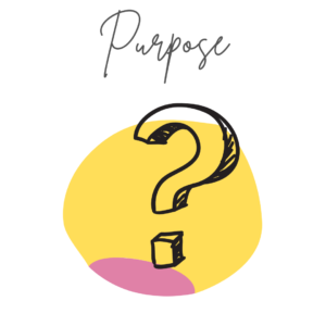 yellow circle with a question mark and Purpose